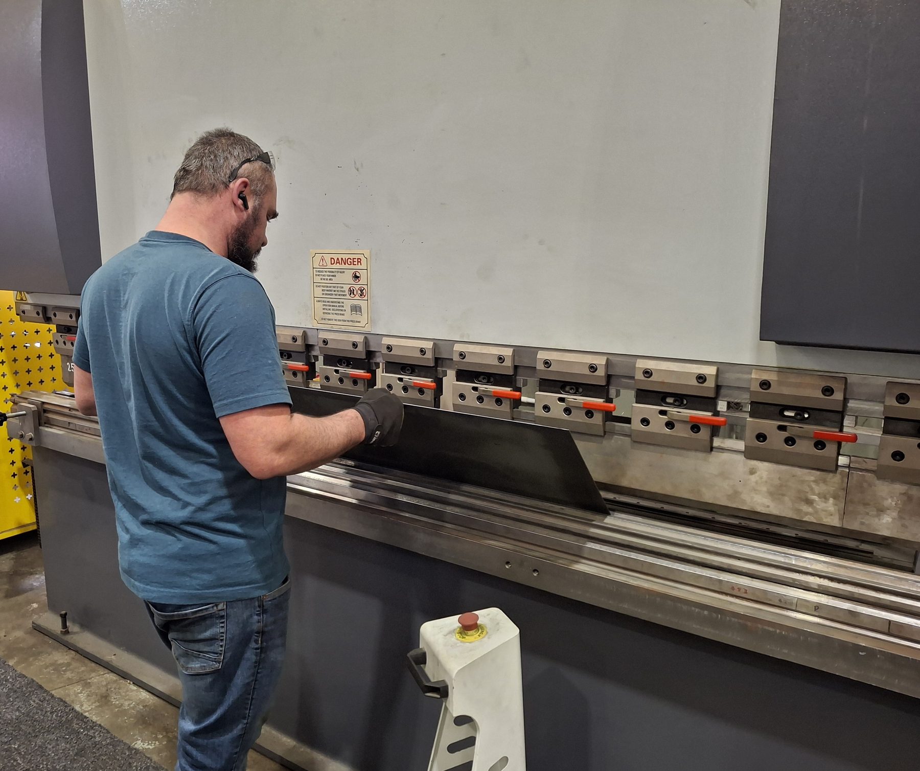 Press brake folding in progress at RnD Fabrications